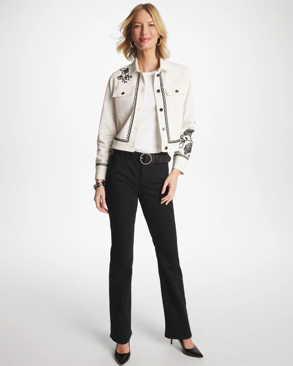 Ginkgo Embroidered Denim Jacket | Chico's